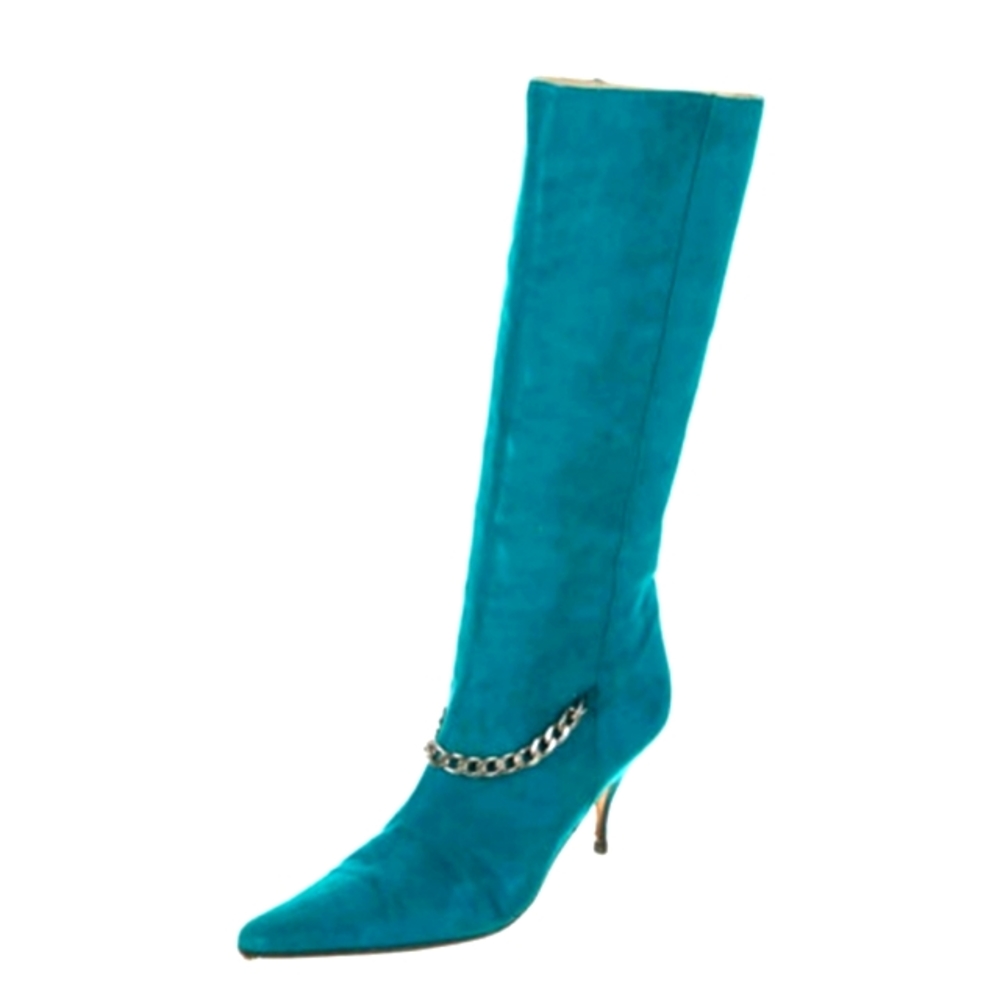 Brian Atwater bluish turquoise suede knee-high boots